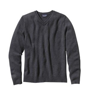 Patagonia Mens Lambswool Sweater, Grey, Large